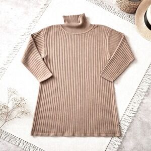 Laura Tyler Large‎ Vintage Brown Ribbed Cable Knit Turtleneck Sweater Women's